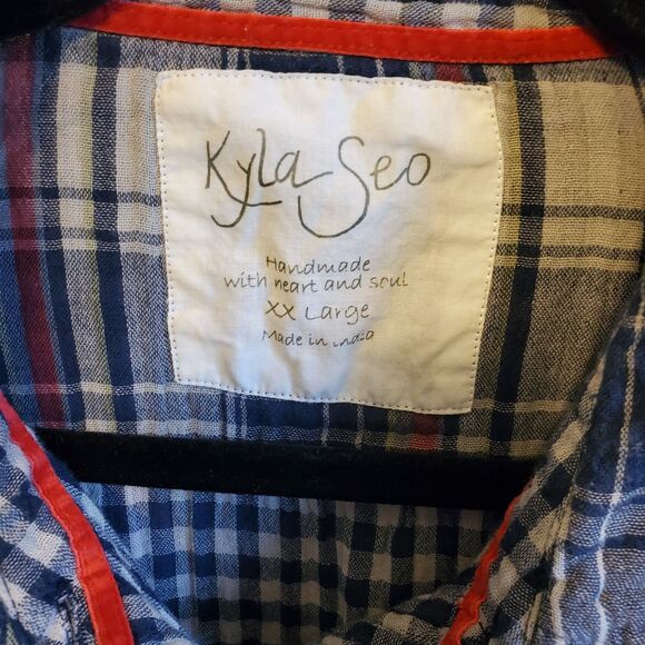 ANTHROPOLOGIE Kyla Seo Love Caite Handmade Mixed Plaid Shirt Top Sz XXL Boho - Picture 6 of 7